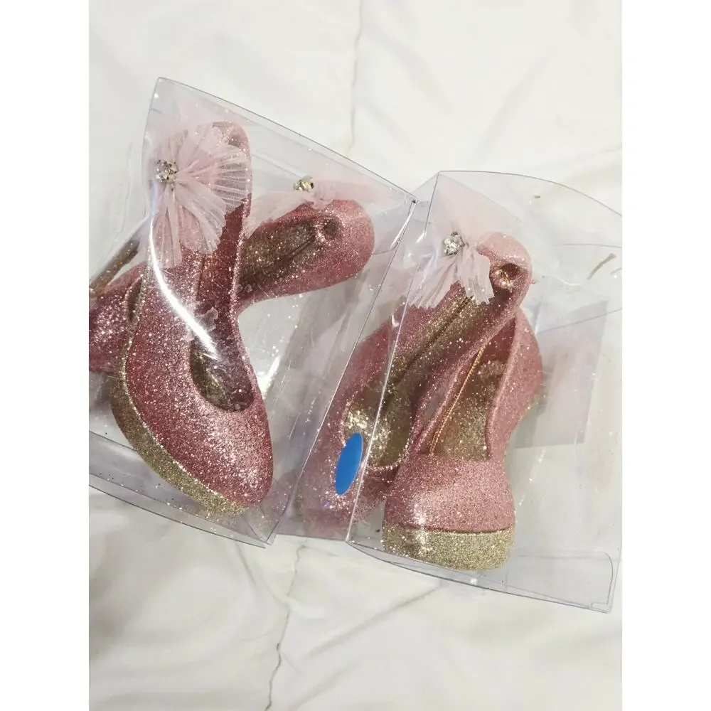 Pink Glitter High Heel 2 Sets Ornaments Hobby Lobby Blush Shoes Christmas Decor